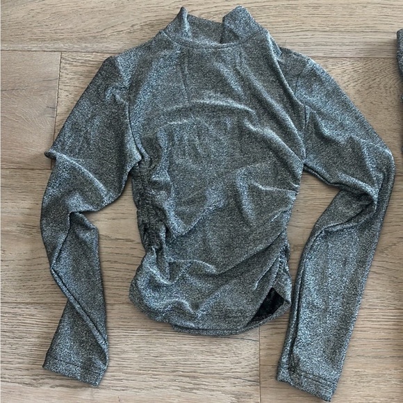 BB Dakota by Steve Madden Side Hustle Ruched Glitter Mock Neck Top & Skirt Set - Picture 3 of 8